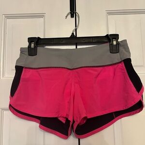 Lululemon Athletica Hot Pink Navy and Gray Sports Shorts